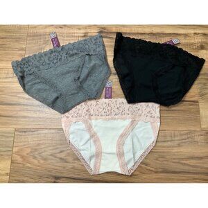 NWT Adore Me Gray Black Pink Colline High Waisted Lace Boyshorts  3- Pack  Size: